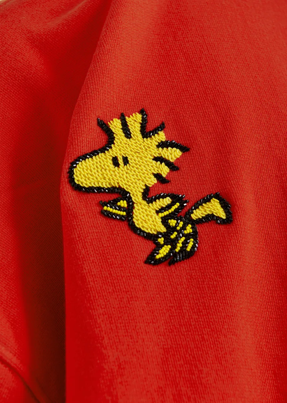 Red cotton sweatshirt with Peanuts™ Snoopy motif