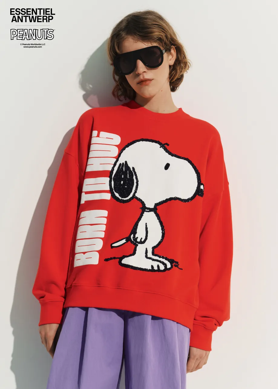 Rood katoenen sweatshirt met Peanuts™ Snoopy-motief