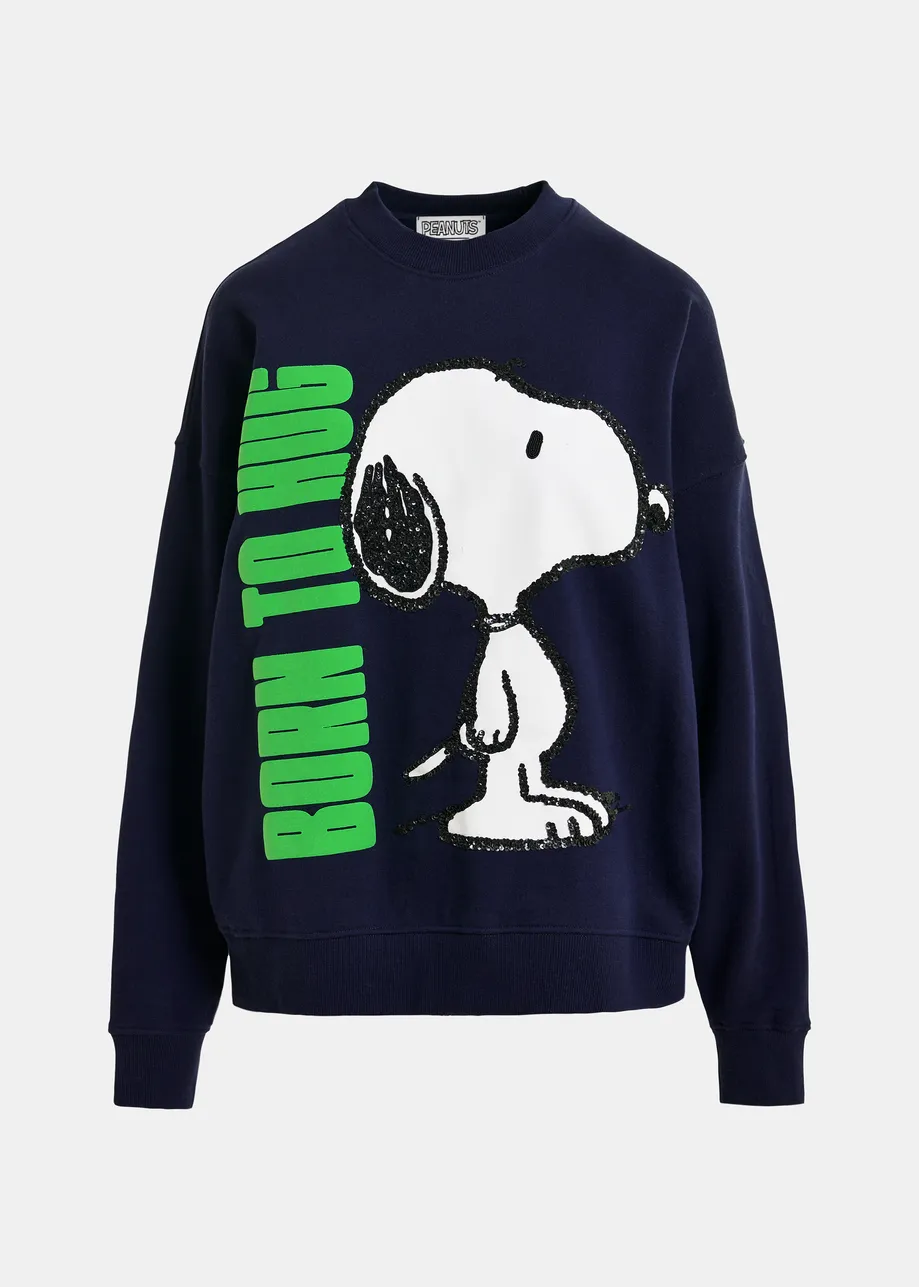Navy cotton sweatshirt with Peanuts™ Snoopy motif