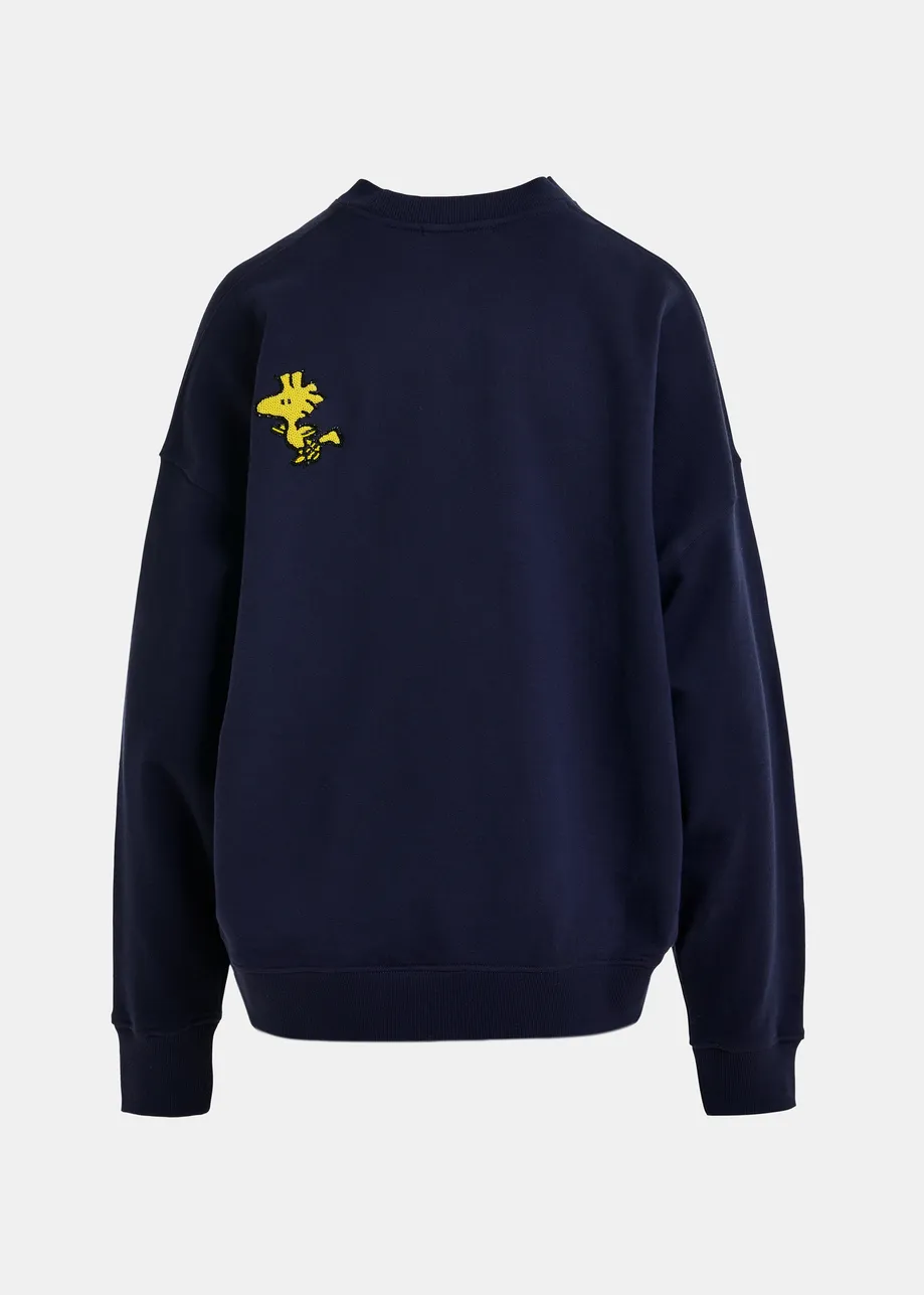Navy cotton sweatshirt with Peanuts™ Snoopy motif