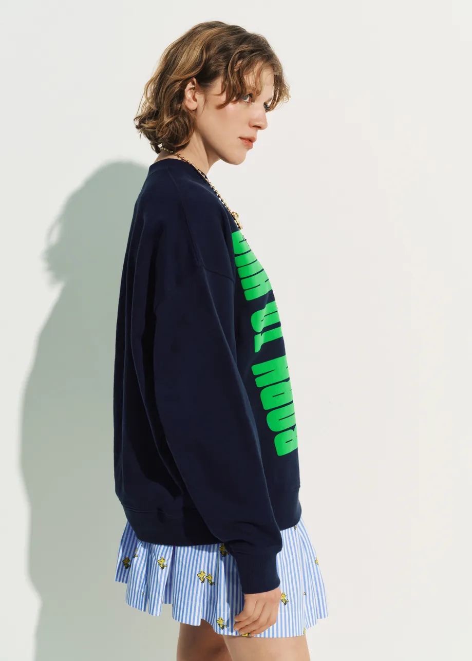 Navy cotton sweatshirt with Peanuts™ Snoopy motif