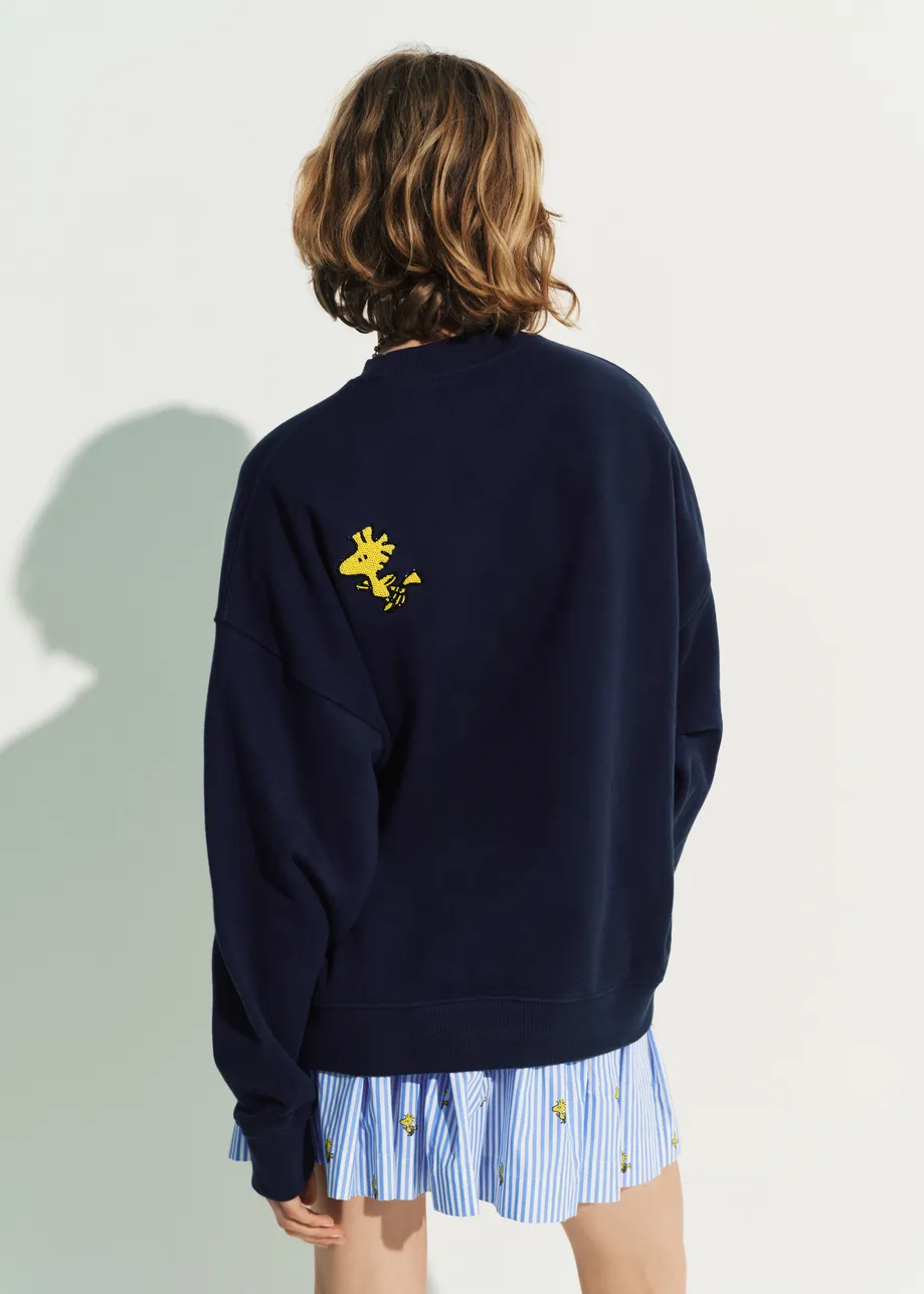 Navy cotton sweatshirt with Peanuts™ Snoopy motif