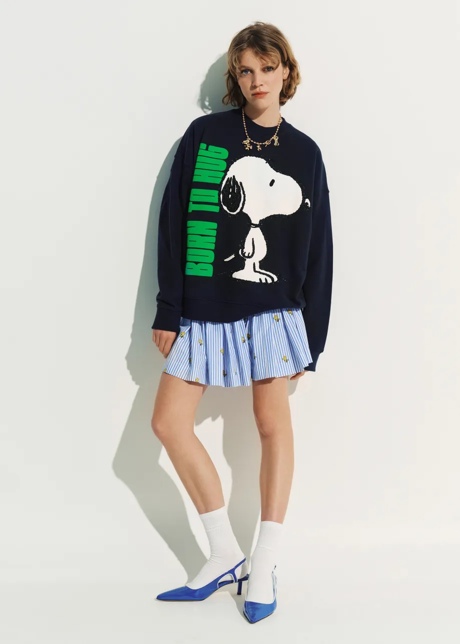 Navy cotton sweatshirt with Peanuts™ Snoopy motif