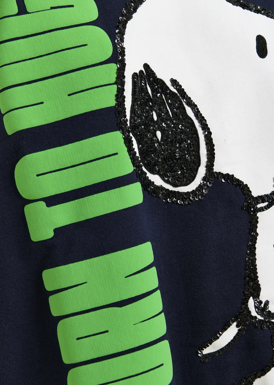 Navy cotton sweatshirt with Peanuts™ Snoopy motif