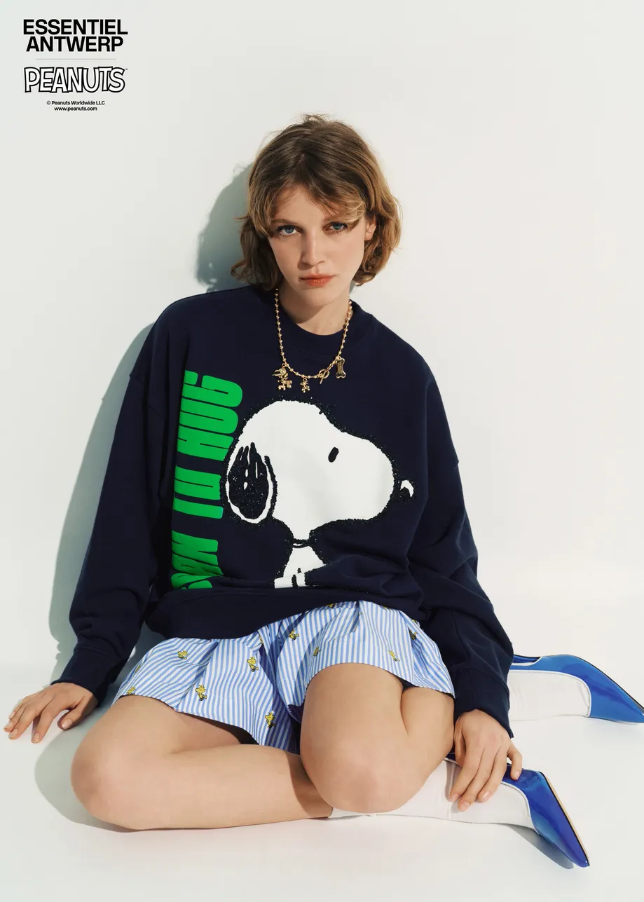 Marineblauw katoenen sweatshirt met Peanuts™ Snoopy-motief