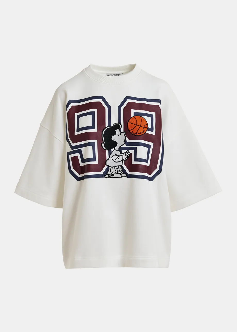 T-shirt en blanc cassé avec écusson Peanuts™ Lucy appliqué et imprimé textuel