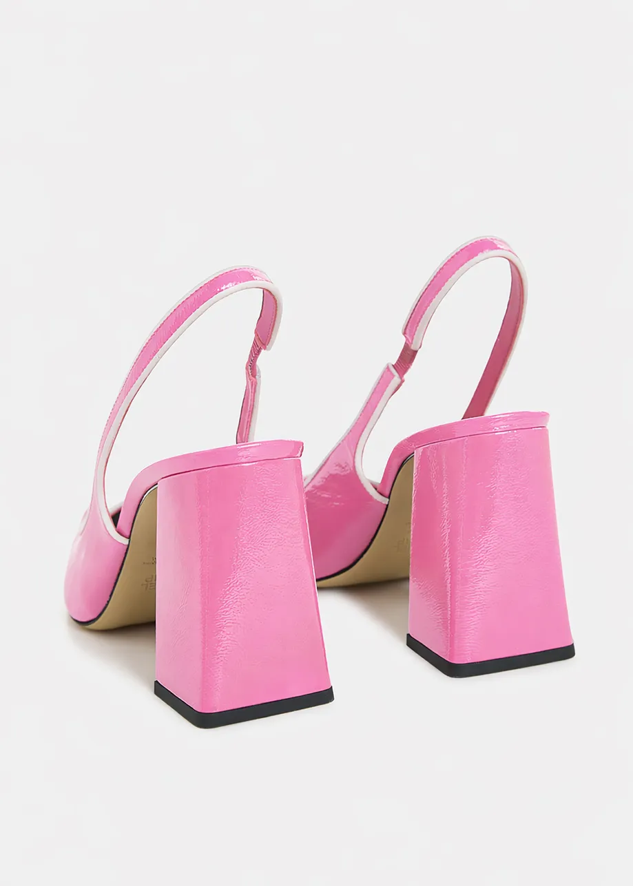 Pink leather slingback pumps