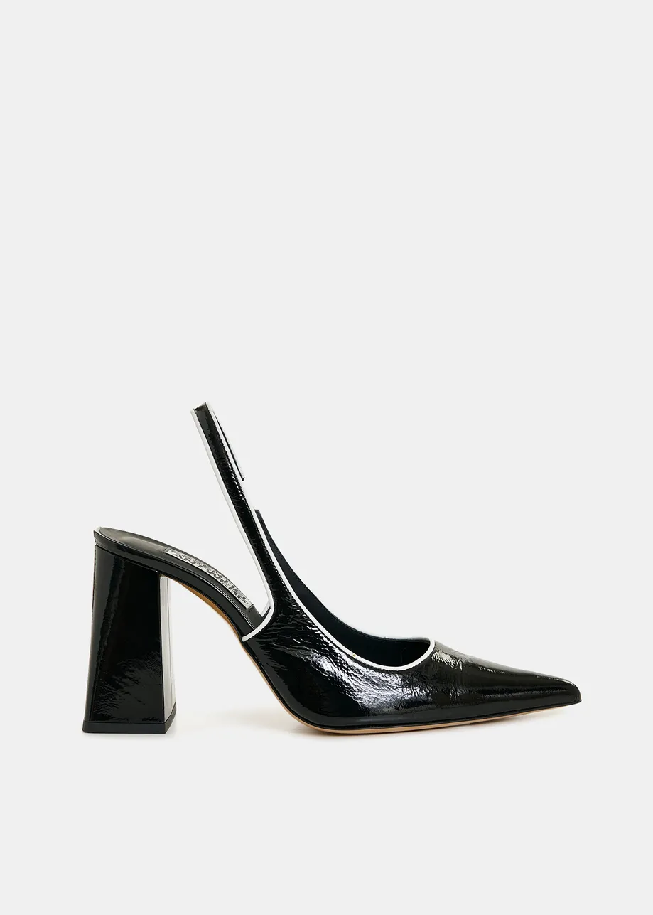 Zwarte leren slingback pumps