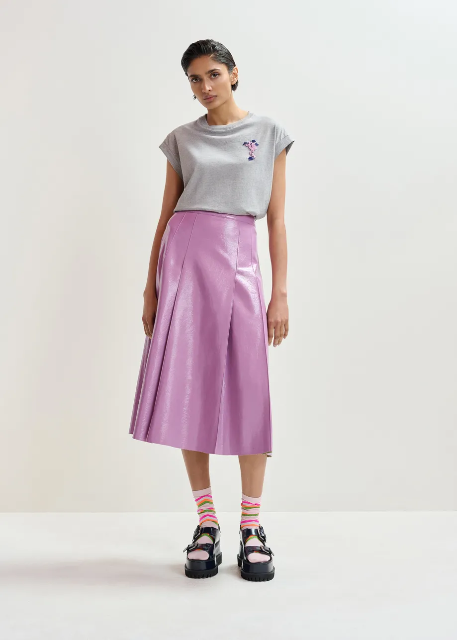 Grijs katoenen T-shirt met kralen