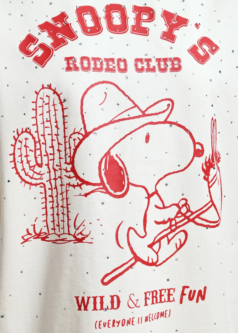 Off-white and red Peanuts™ Snoopy rhinestone-embellished T-shirt