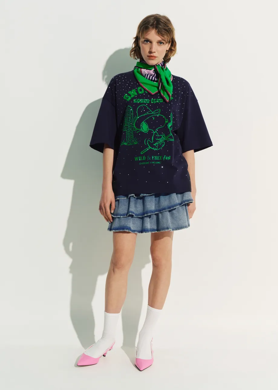 T-shirt Peanuts™ Snoopy orné de strass, bleu marine et vert