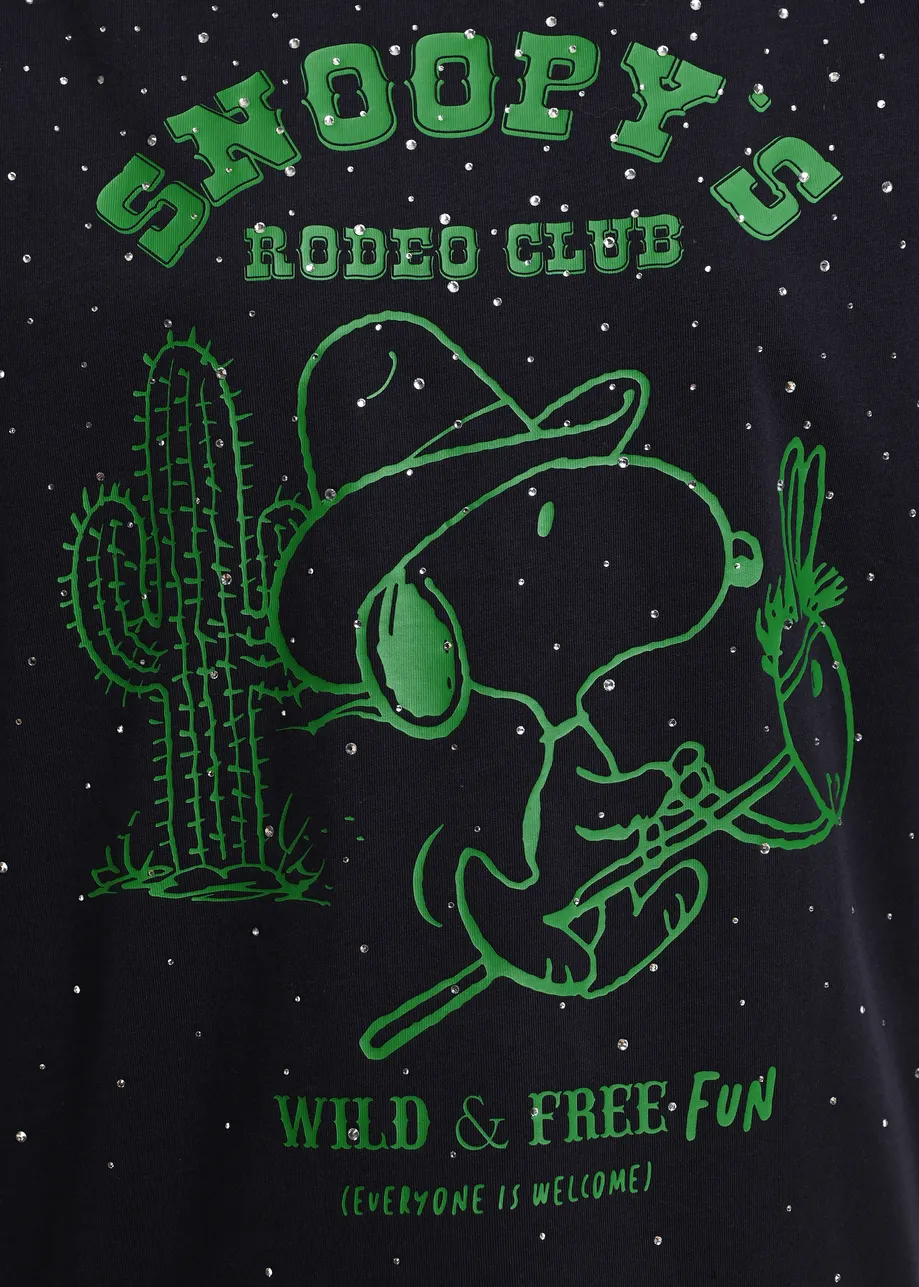 T-shirt Peanuts™ Snoopy orné de strass, bleu marine et vert
