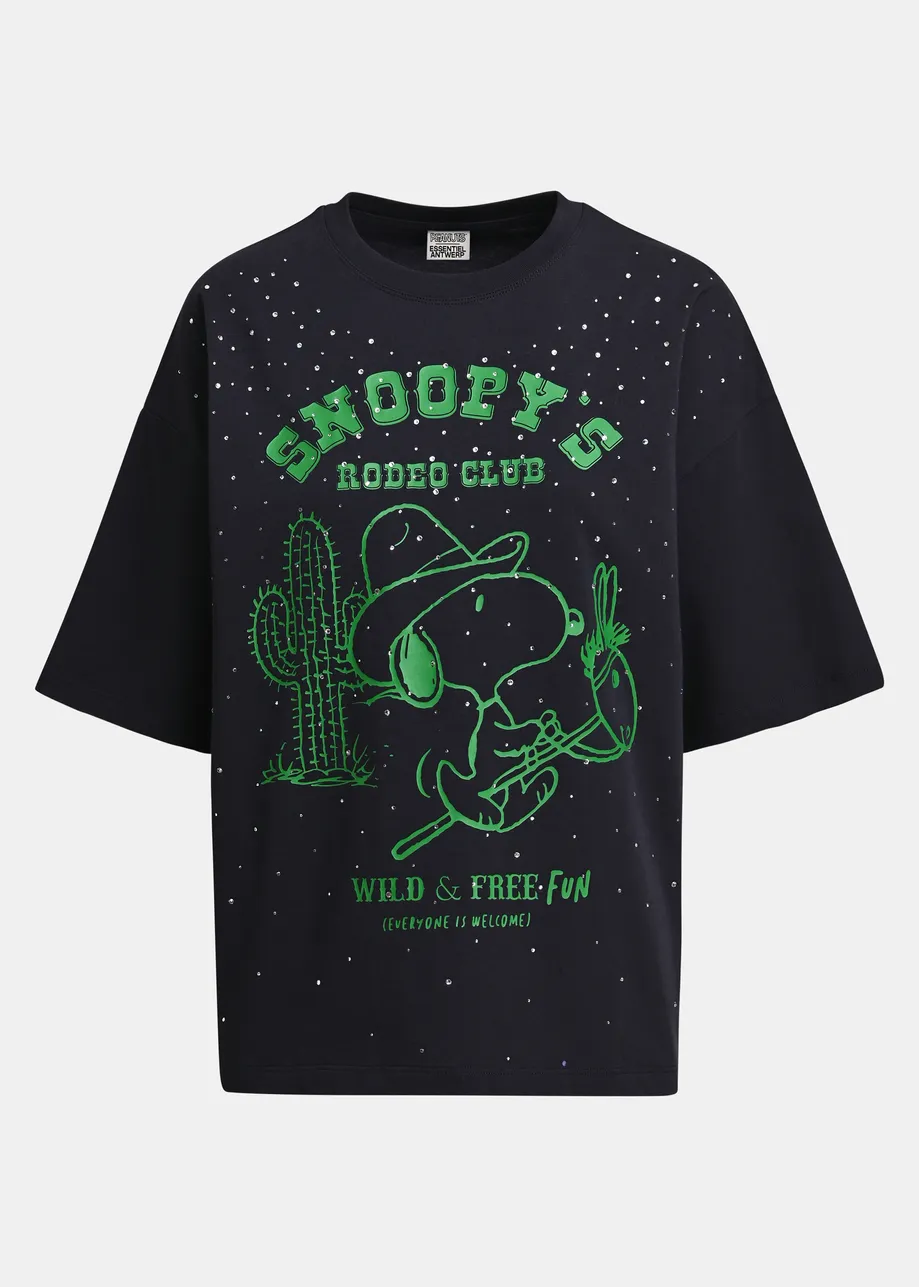 Navy and green Peanuts™ Snoopy rhinestone-embellished T-shirt