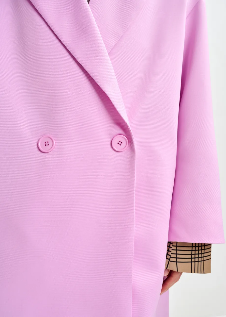 Roze mantel met dubbele knopenrij 