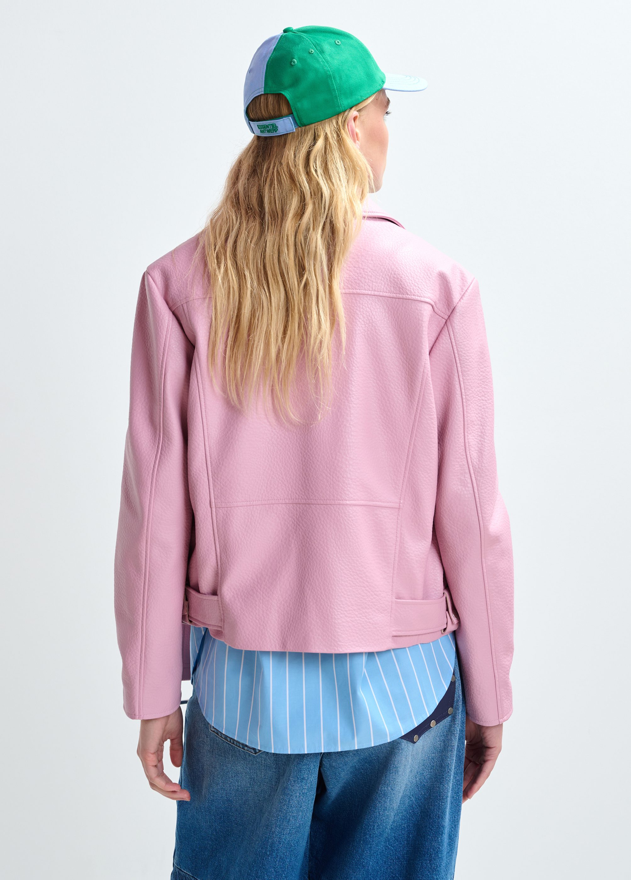 Light pink fitted biker jacket | Essentiel Antwerp United States