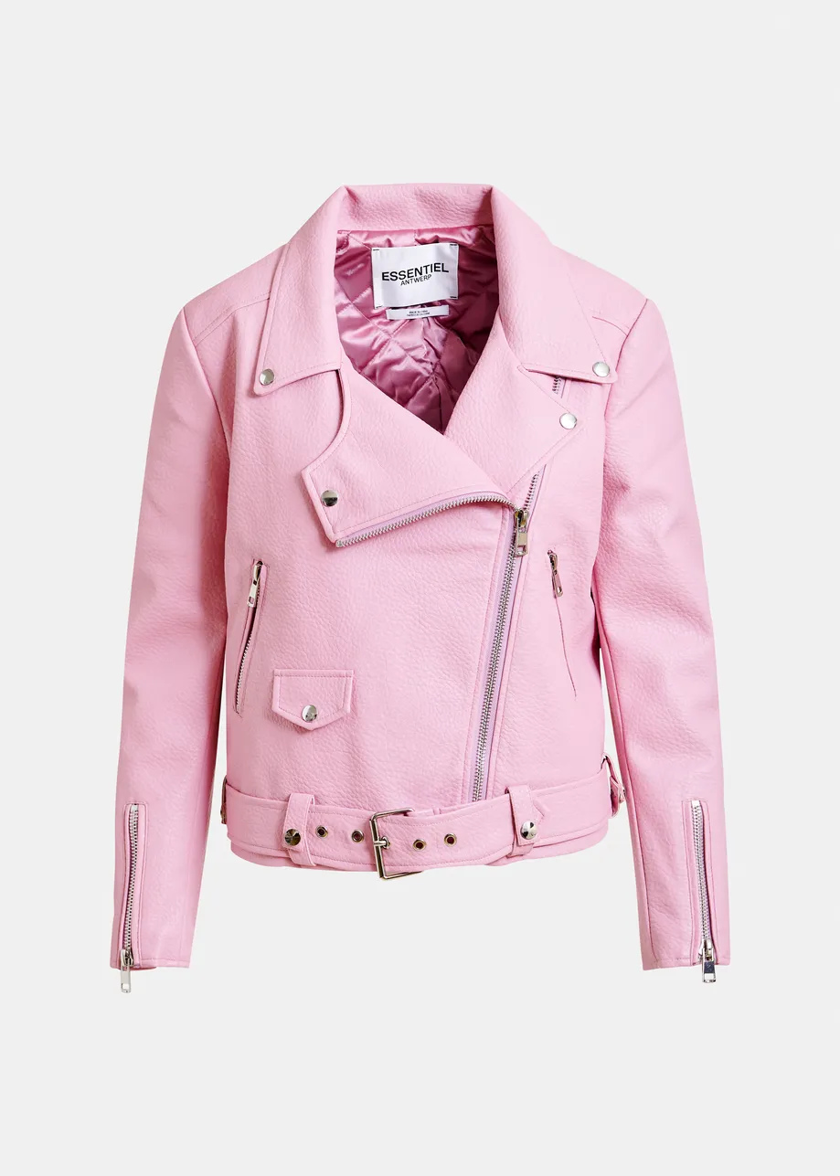Light pink fitted biker jacket
