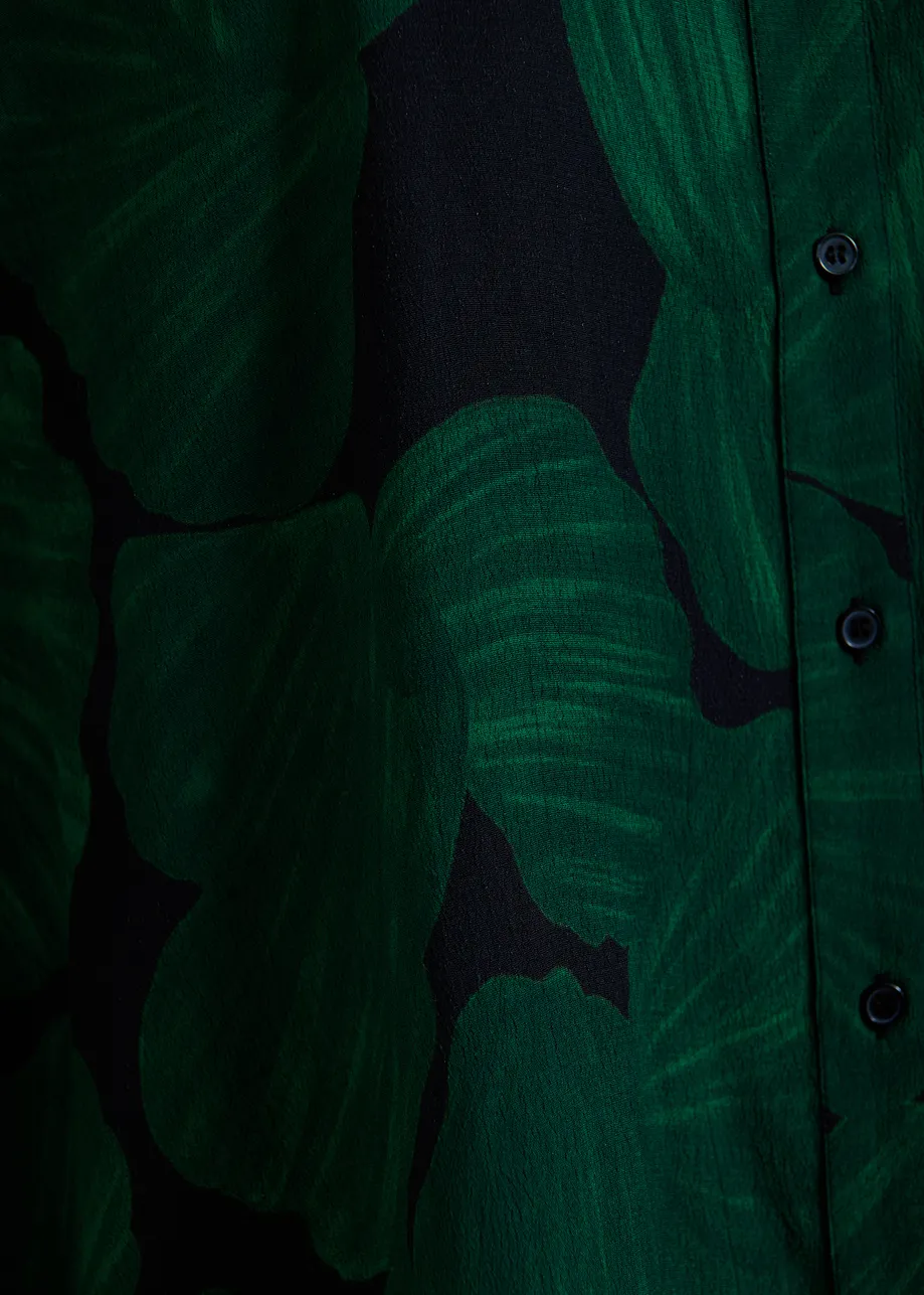 Camicia oversize stampata, verde scuro e nera