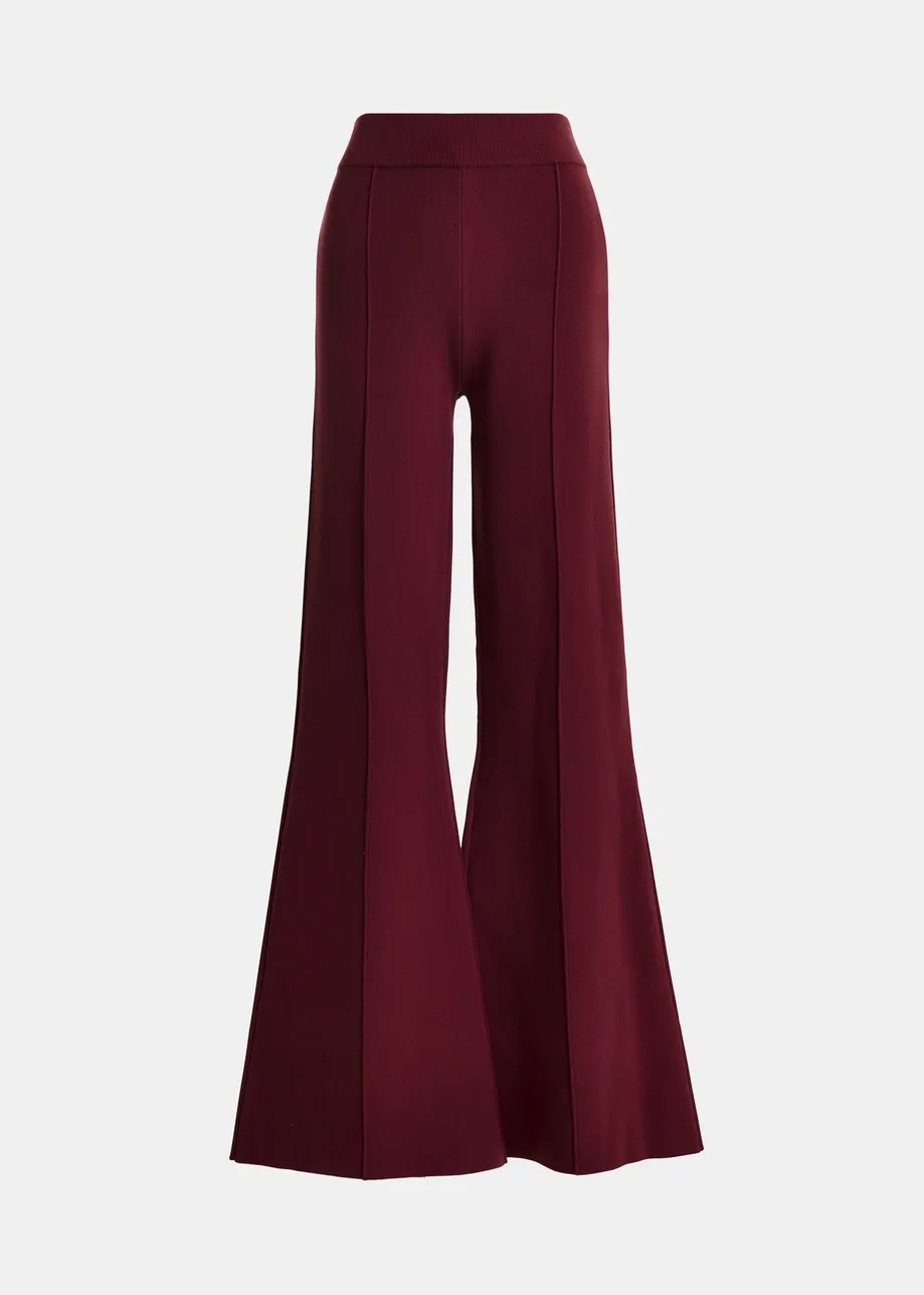 Burgundy flared pants with high-rise waist