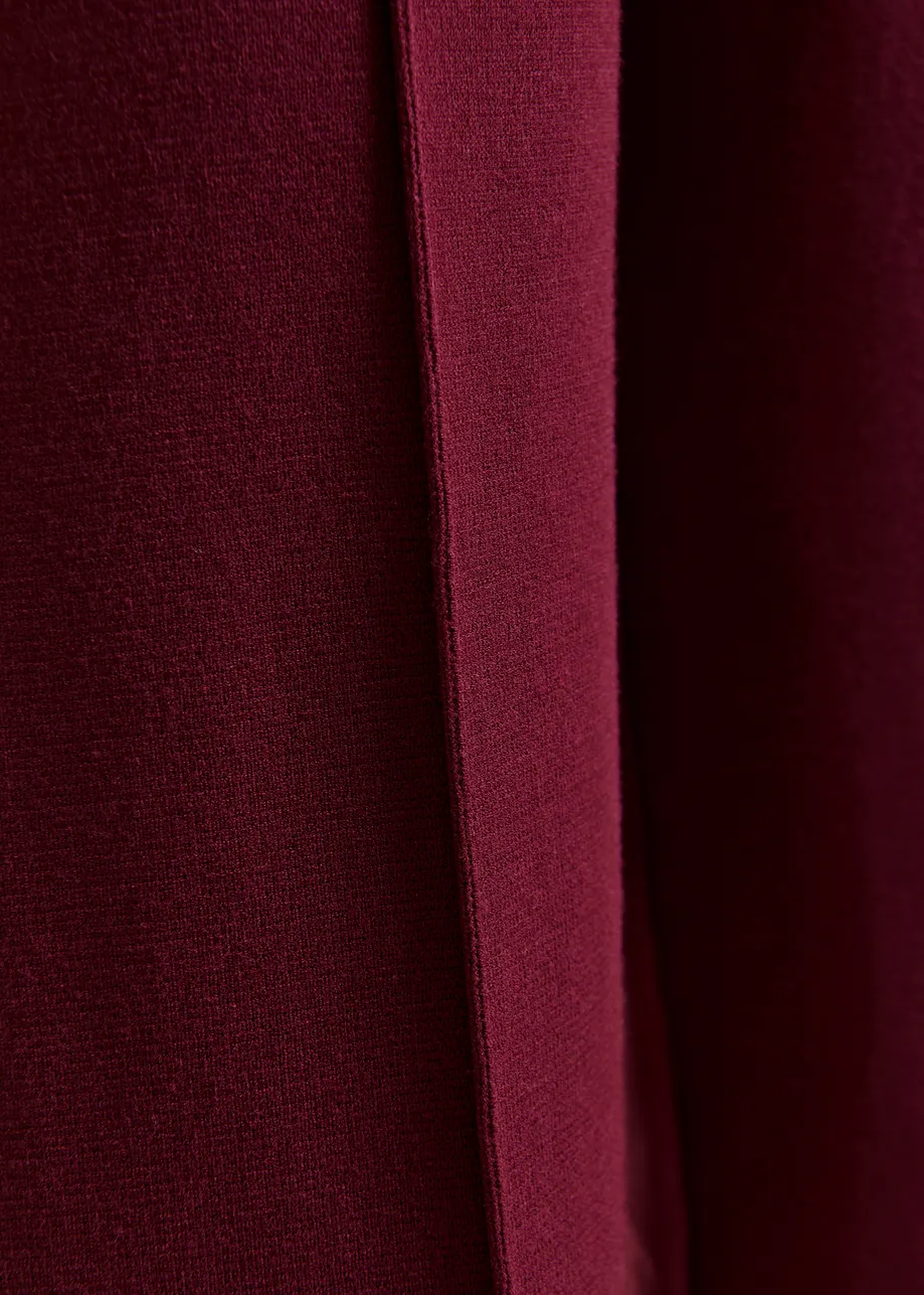 Burgundy flared pants with high-rise waist